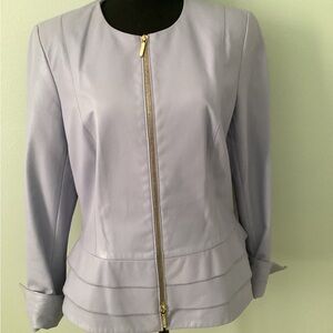 Dana Buchman Purple Blazer with Gold Zipper and Tailored Design